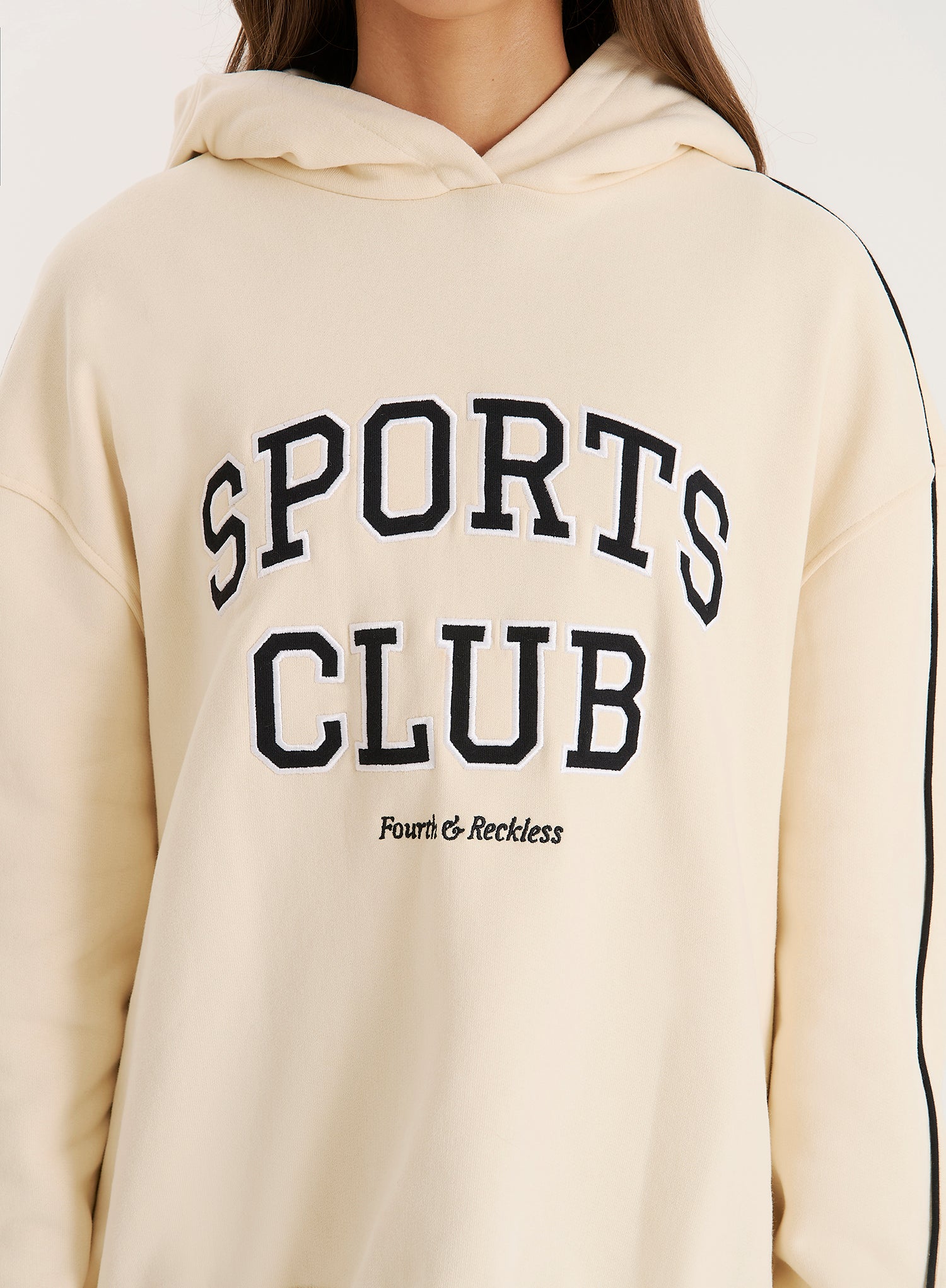 Cream Sports Club Slogan Oversized Hoodie